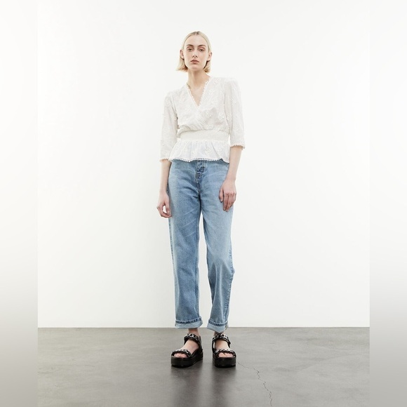 The Kooples Ecru Cotton Top with Smocks and Flowers - Picture 3 of 10